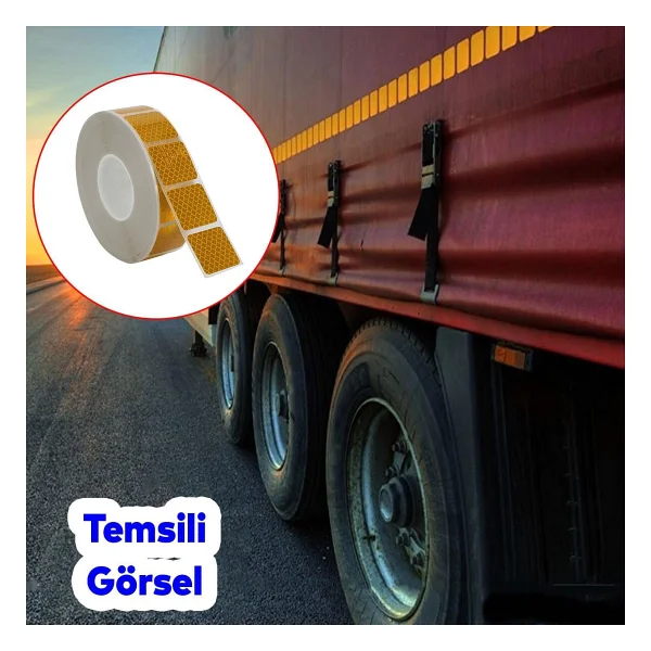 Badem10 Tüvtürk Onaylı 5 Metre Sarı Parçalı Reflektörlü Reflektif Fosforlu Şerit Bant Kesikli İkaz Bandı - Görsel 3