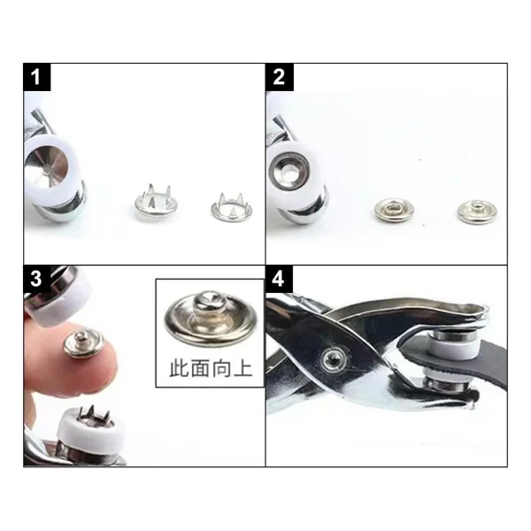 Sıfır312 Çıtçıt Takma Pensesi, Çıt Çıt Makinesi 9.5mm 100 Adet Çıt Çıt Ve Metal El Pensesi Basım Makinesi - Görsel 5