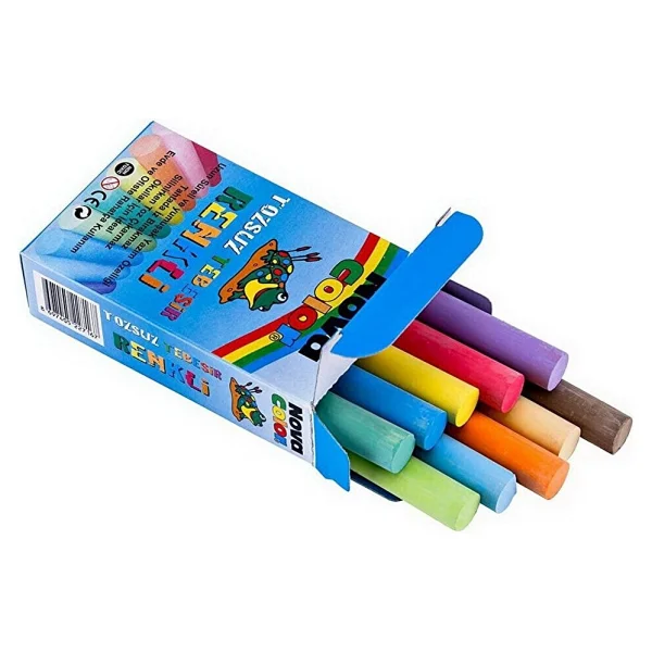 Nova Color Tozsuz Renkli Tebeşir Seti - 10'lu Karışık Renkler, Standart Ölçüler, Düz Desen - Görsel 2