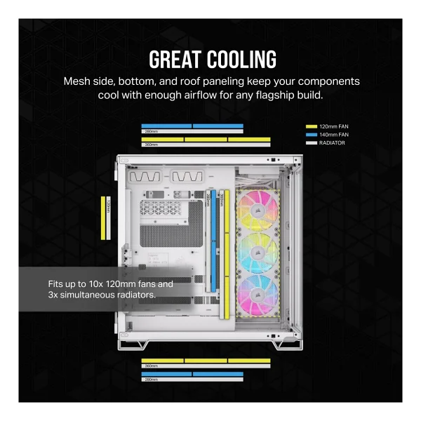 Corsair iCUE LINK 6500X RGB CC-9011270-WW Fanlı Beyaz E-ATX Oyuncu Kasası - Görsel 4