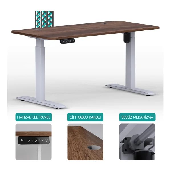 Karr Office O-Flex 120x60 Cm Tek Motorlu Elektrikli Bambu Yükseklik Ayarlı Çalışma Masası - Görsel 8