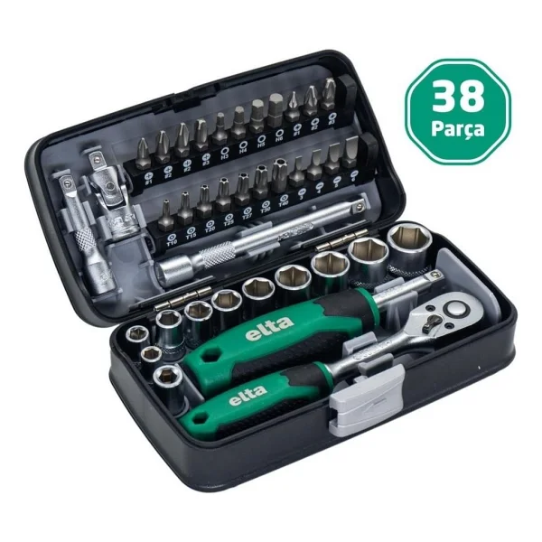 Elta 1/4'' Altıköşe Cırcırlı Lokma Anahtar Ve Bits Uç Seti 38 Parça - Görsel 6
