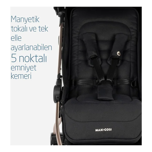 Maxi-Cosi Eva Essential Black Champagne Otomatik Katlanan Kompakt Bebek Arabası - Görsel 6