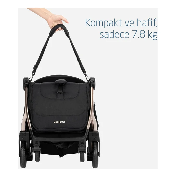 Maxi-Cosi Eva Essential Black Champagne Otomatik Katlanan Kompakt Bebek Arabası - Görsel 7
