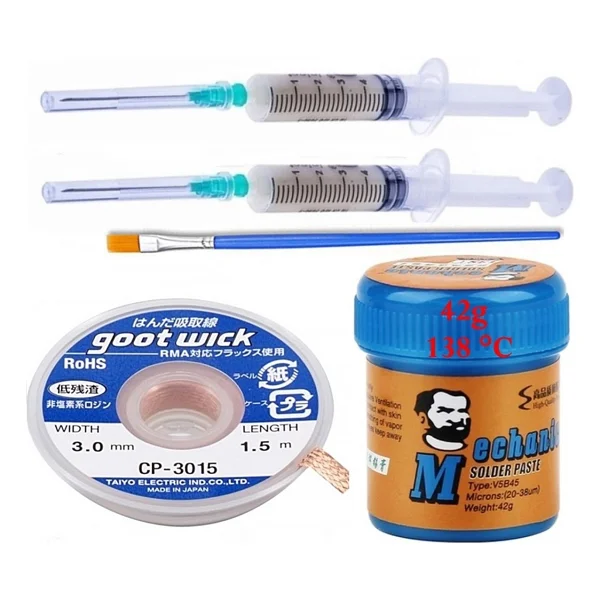Krem Lehim Sıvı Lehim Mchanc Solder Paste 42gr 138c Lehim Emme Temizleme Teli 3,0mm 5/1 Arada - Görsel 2