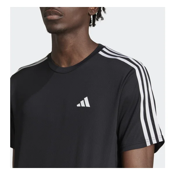 Adidas Train Essentials 3-Stripes Training IB8150 Siyah Kısa Kollu Bisiklet Yaka Erkek Spor Tişört - Görsel 4