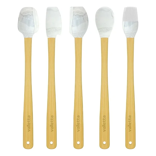 Valletta Indigo 5'li Gri Mermer Bambu Silikon Spatula Seti Uzun 26 Cm - Görsel 5