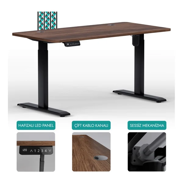 Karr Office O-Flex 120x60 Cm Tek Motorlu Elektrikli Siyah Yükseklik Ayarlı Çalışma Masası - Görsel 9