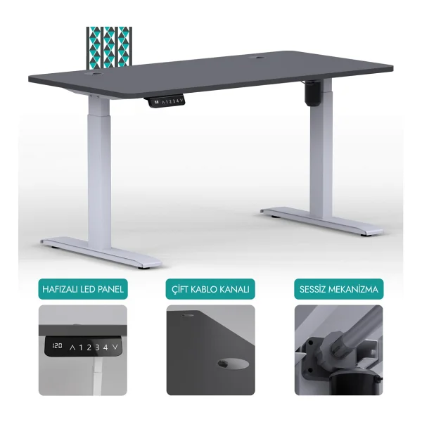 Karr Office O-Flex 120x60 Cm Tek Motorlu Elektrikli Bambu Yükseklik Ayarlı Çalışma Masası - Görsel 6