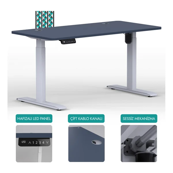 Karr Office O-Flex 120x60 Cm Tek Motorlu Elektrikli Bambu Yükseklik Ayarlı Çalışma Masası - Görsel 9