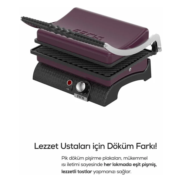 Feris Ft3011 12 Dilim Mürdüm 1800 W Döküm Sanayi Tipi Tost Makinesi - Görsel 3