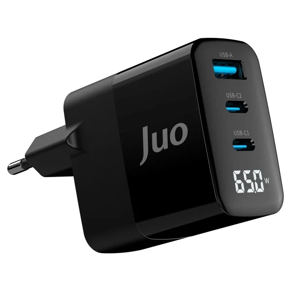 Juo 65w Gan LED Ekranlı Hızlı Şarj Cihazı 2 Type-C + USB-A iPhone & iPad & Notebook Uyumlu Şarj Aleti - Görsel 5