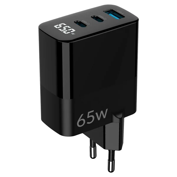 Juo 65w Gan LED Ekranlı Hızlı Şarj Cihazı 2 Type-C + USB-A iPhone & iPad & Notebook Uyumlu Şarj Aleti - Görsel 2