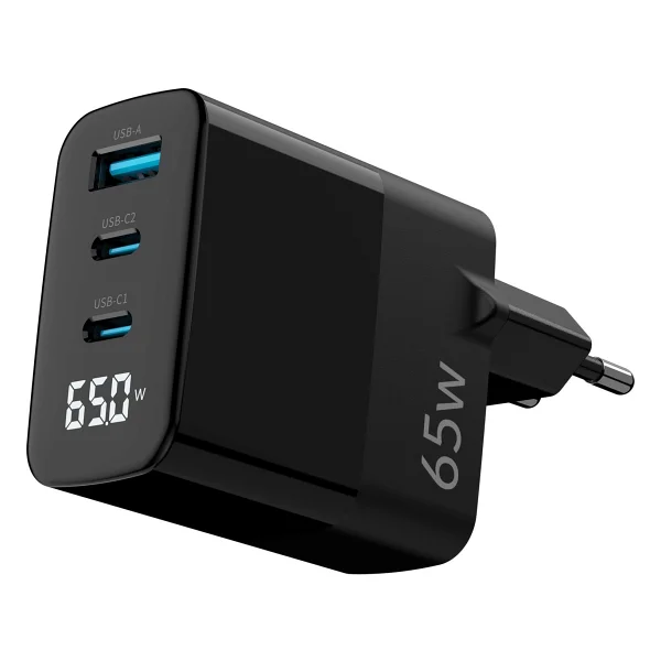 Juo 65w Gan LED Ekranlı Hızlı Şarj Cihazı 2 Type-C + USB-A iPhone & iPad & Notebook Uyumlu Şarj Aleti - Görsel 4