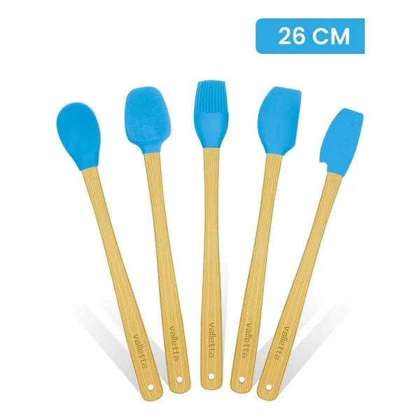Valletta Indigo 5'li Mor Bambu Silikon Spatula Seti Uzun 26 Cm - 5 Parça 26 Cm - Görsel 7