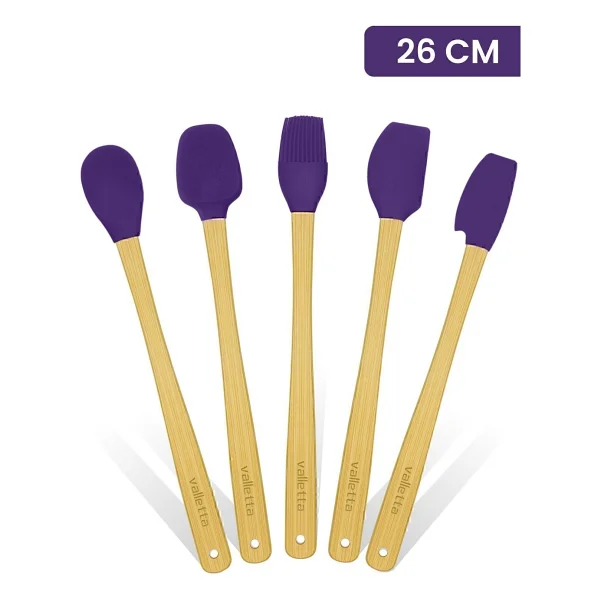 Valletta Indigo 5'li Mor Bambu Silikon Spatula Seti Uzun 26 Cm - 5 Parça 26 Cm - Görsel 9