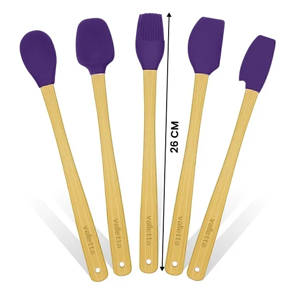 Valletta Indigo 5'li Mor Bambu Silikon Spatula Seti Uzun 26 Cm - 5 Parça 26 Cm - Görsel 3