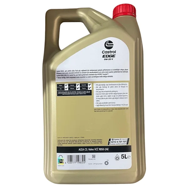 Castrol Edge 0w-20 V 5 Lt Motor Yağı - Görsel 2