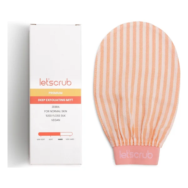 Let'scrub Premium Banyo Kesesi Turuncu Zebra Model Peeling Eldiveni %100 Floş Ipek Normal Ciltler İçin Kese - Görsel 2