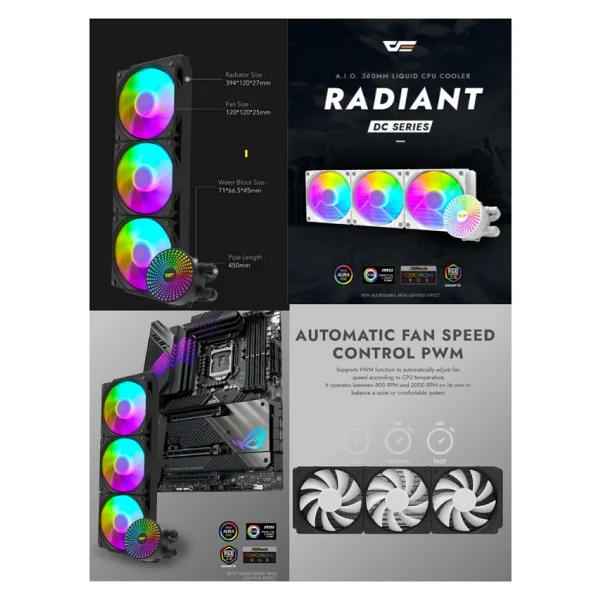 Darkflash Radiant Dc-360 Argb Beyaz 360 Mm İşlemci Sıvı Soğutucu - Görsel 5