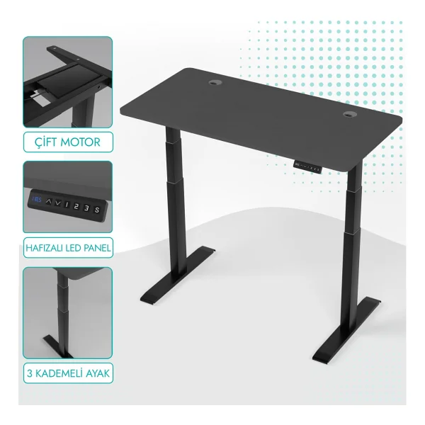 Karr Office O-Flex Duo 180x80 Cm Çift Motorlu Elektrikli Yükseklik Ayarlı Çalışma Masası - Görsel 6