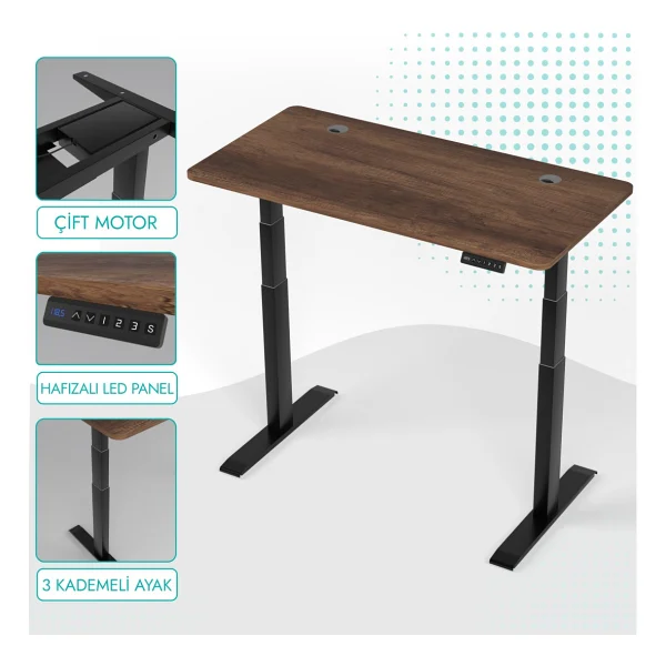 Karr Office O-Flex Duo 160x80 Cm Çift Motorlu Elektrikli Beyaz Yükseklik Ayarlı Çalışma Masası - Görsel 8