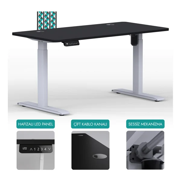 Karr Office O-Flex 120x60 Cm Tek Motorlu Elektrikli Bambu Yükseklik Ayarlı Çalışma Masası - Görsel 10