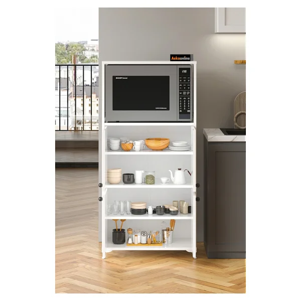 Aeka Ae-2065 Nergis Beyaz Çok Amaçlı Mutfak Dolabı&Banyo Dolabı, 4 Kapaklı, Mikrodalga Fırın Dolabı,Raflı - Görsel 2