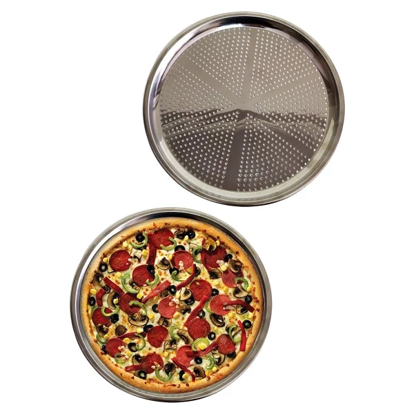 Orret Home Paslanmaz Çelik Pizza Tepsisi,Delikli Lahmacun Ve Pizza Tavası,Fırın Tepisisi (28 Cm) - Görsel 3