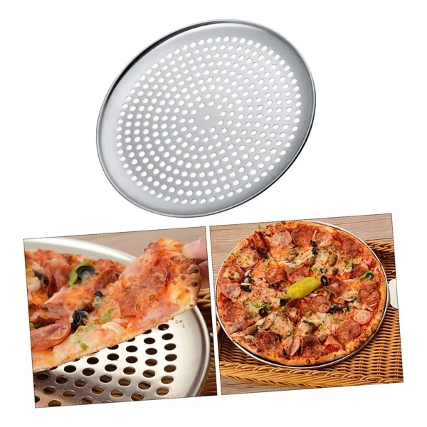 Orret Home Paslanmaz Çelik Pizza Tepsisi,Delikli Lahmacun Ve Pizza Tavası,Fırın Tepisisi (28 Cm) - Görsel 4