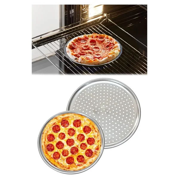 Orret Home Paslanmaz Çelik Pizza Tepsisi,Delikli Lahmacun Ve Pizza Tavası,Fırın Tepisisi (28 Cm) - Görsel 5