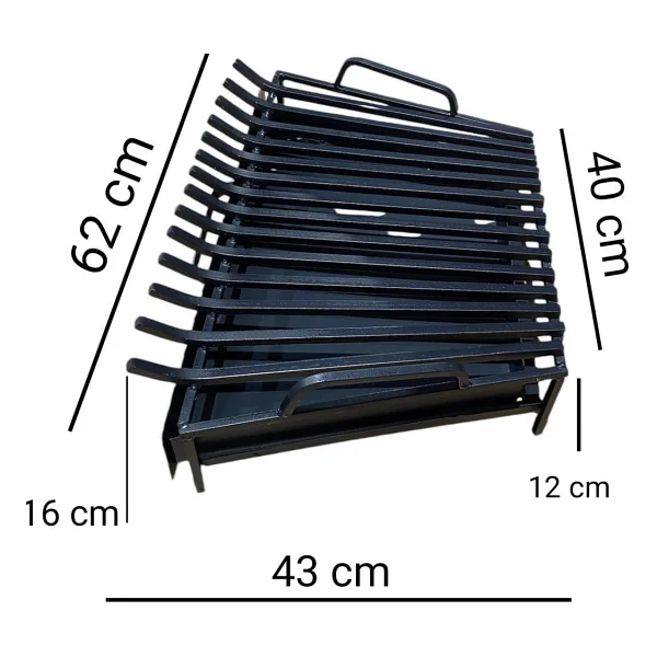 Şömine Aksesuarcısı Demir Izgara Çekmeceli Şömine Izgarası 62 Cm. X 43 Cm. X 40 Cm 14 Lü Izgara Kızaklı - Görsel 2