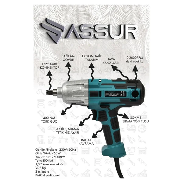 Assur Plus Elektrikli Somun Sıkma Makinesi - Görsel 3