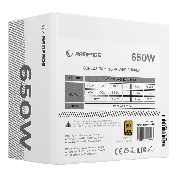 Rampage Mate M650-80pb 650 W Beyaz Power Supply - Görsel 5