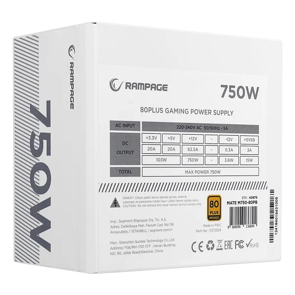 Rampage Mate M750-80pb 750 W Beyaz Power Supply - Görsel 3