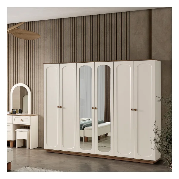 Eymense Sude Bohem Benchli Modern 6 Kapaklı Yatak Odası Takımı - Krem - Görsel 3