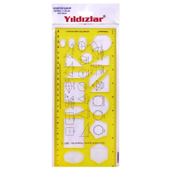 Yıldızlar Geometrik Şablon Cetvel 25 Cm. - Görsel 3