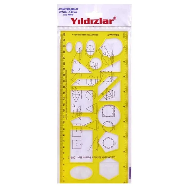 Yıldızlar Geometrik Şablon Cetvel 25 Cm. - Görsel 2