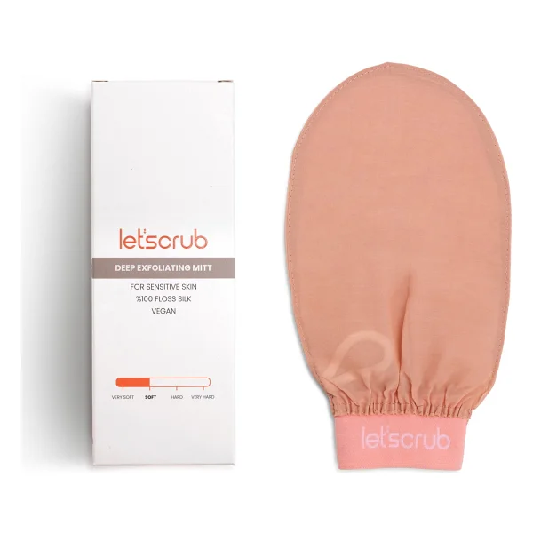 Let'scrub Bej Lastikli Banyo Duş Kesesi Peeling Eldiveni %100 Floş Ipek Hassas Ciltler Için - Görsel 2
