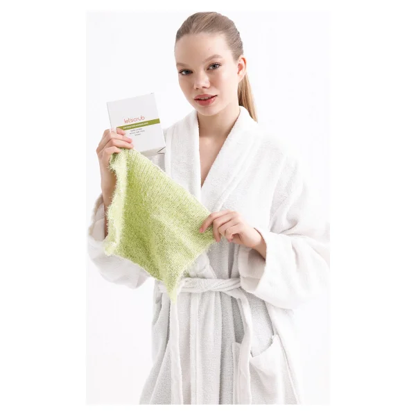Let'scrub Süper Esnek Yeşil Banyo Lifi Tüm Cilt Tiplerine Uygun Duş Lifi Unisex 20x30 Cm - Görsel 4
