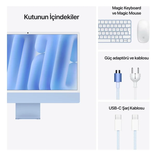 iMac M4 Mavi Mwv33tu/A 16 GB 512 GB SSD 10c GPU 24" 4.5k All İn One PC - Görsel 9