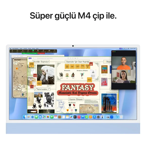 iMac M4 Mavi Mwv33tu/A 16 GB 512 GB SSD 10c GPU 24" 4.5k All İn One PC - Görsel 6