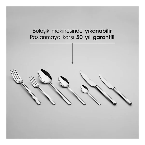 Nehir Dalyan Sade 84 Parça 12 Kişilik Çatal Kaşık Bıçak Takımı - Görsel 5