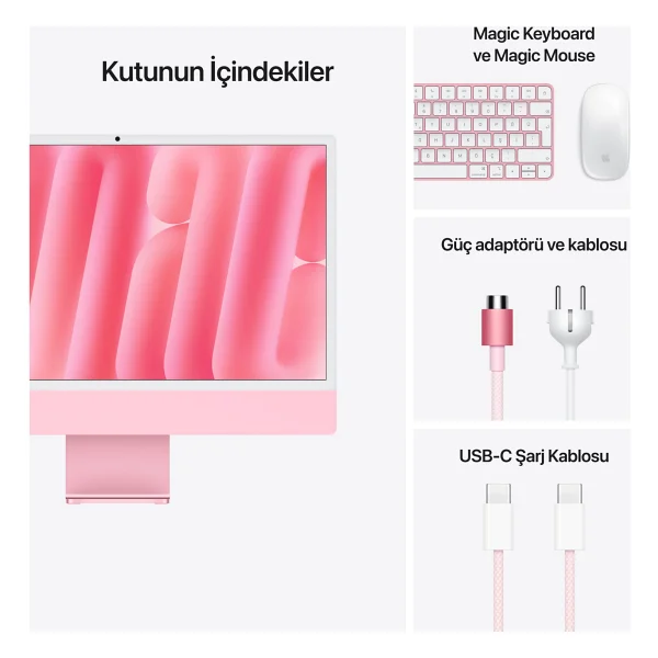iMac M4 Pembe Md2u4tu/A 24 GB 512 GB SSD 10c GPU 24" 4.5k All İn One PC - Görsel 9