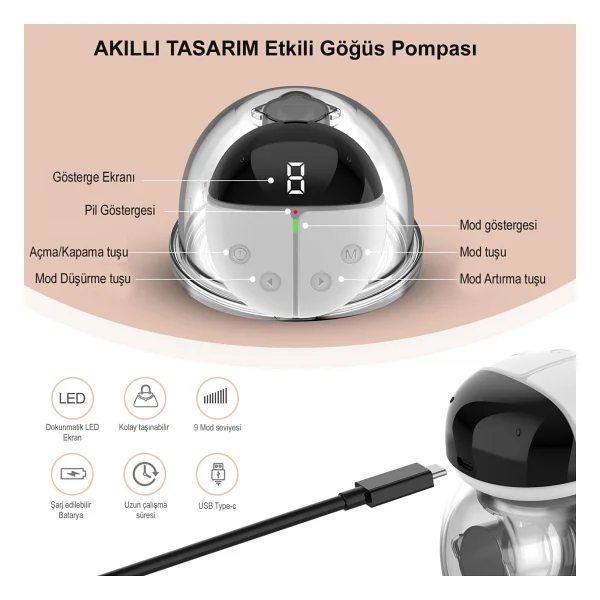 Diamond Mama Elmas Anne Qy-103 Giyilebilir Elektrikli Göğüs Ve Süt Pompası - Görsel 2