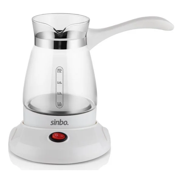 Sinbo Elektrikli Cam Cezve - 500 Ml, 5 Fincan Kapasitesi, Hızlı Kaynatma Özelliği, Isıya Dayanıklı, Şık Beyaz Tasarım - Görsel 2