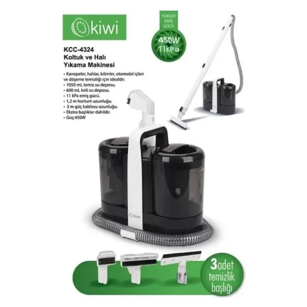 Kiwi Kcc-4324 Siyah Beyaz Koltuk Ve Halı Yıkama Makinesi - Görsel 4