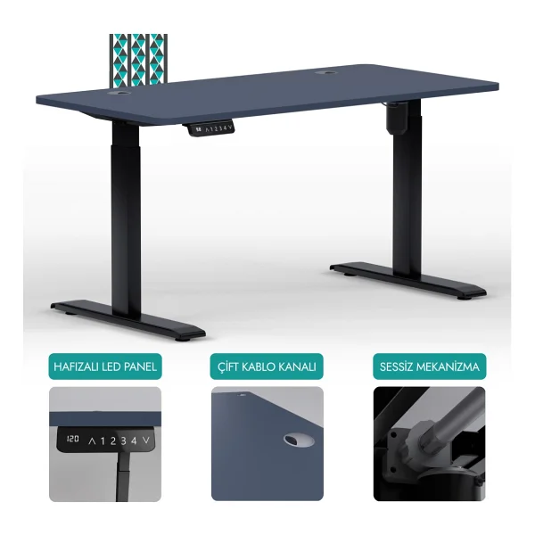 Karr Office O-Flex 120x60 Cm Tek Motorlu Elektrikli Siyah Yükseklik Ayarlı Çalışma Masası - Görsel 10