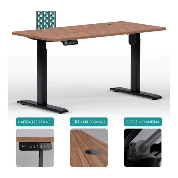 Karr Office O-Flex 140x70 Cm Tek Motorlu Elektrikli Antrasit Yükseklik Ayarlı Çalışma Masası - Görsel 7