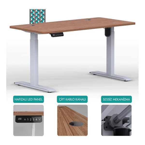 Karr Office O-Flex 120x60 Cm Tek Motorlu Elektrikli Bambu Yükseklik Ayarlı Çalışma Masası - Görsel 7